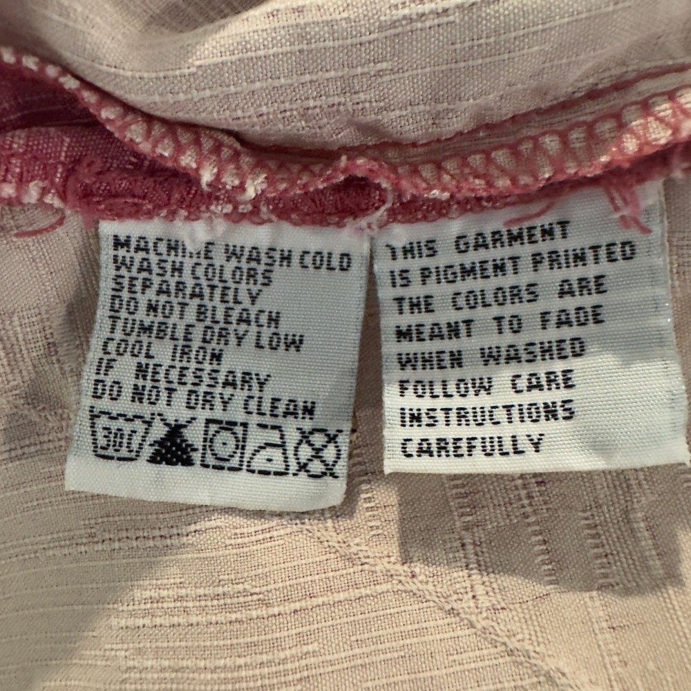 Tommy Bahama Silk Camp Shirt Men's Large Salmon Pink Tropical Leaf Short Sleeve - Picture 8 of 8